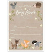 Woodland Animals Baby Shower Invitation / 25 Adordable Animals Themed Fill in the Blank Baby Shower Invites