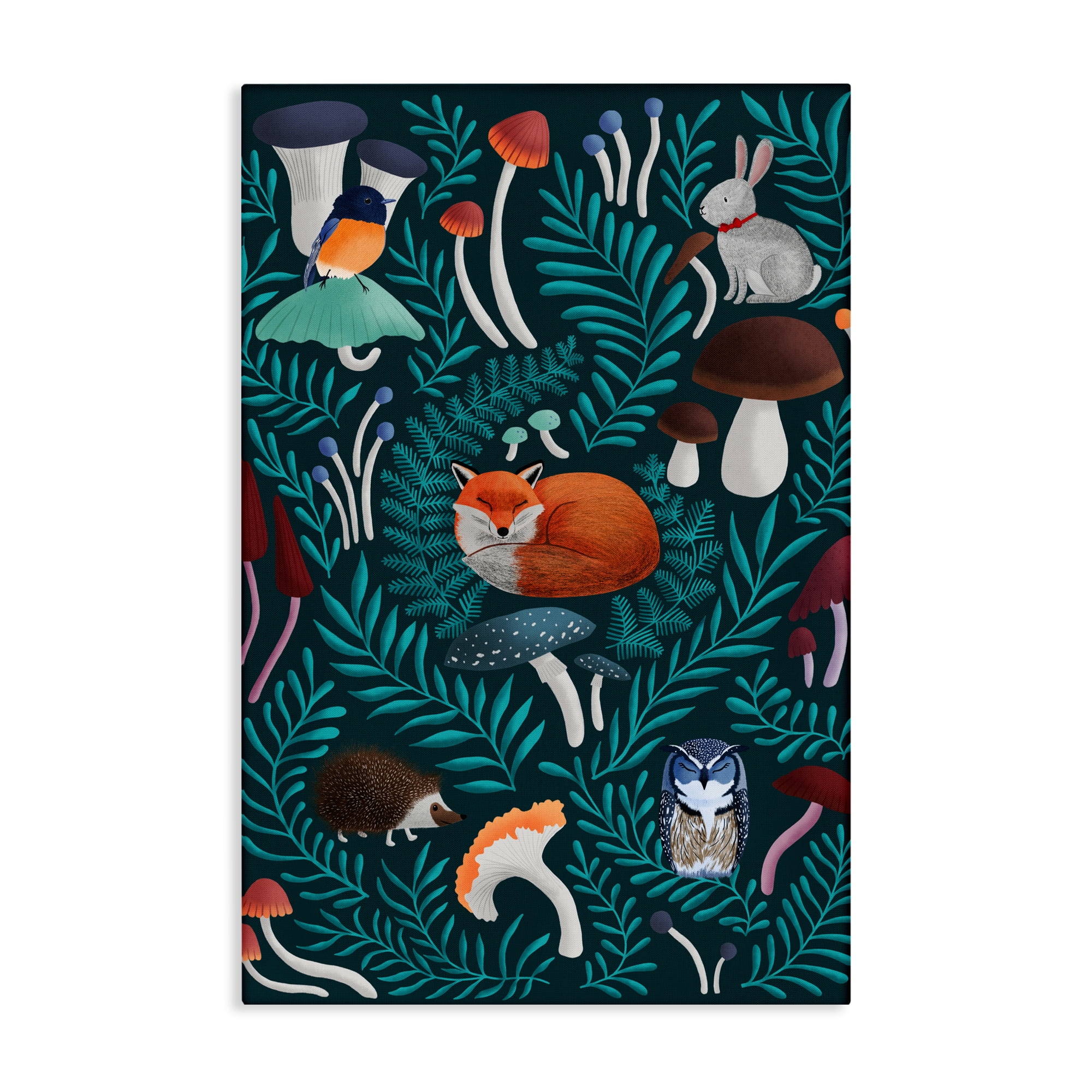 Woodland Animals & Botanical Sprigs Canvas Wall Art, design by Metka Hiti