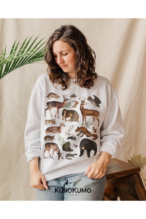Woodland Animals Crewneck National Forest Mountain Sweater Fall Sweatshirt Environment Crew Neck Sweatshirt Environmental Vintage Sweater SWEATSHIRT All Size S-5XL