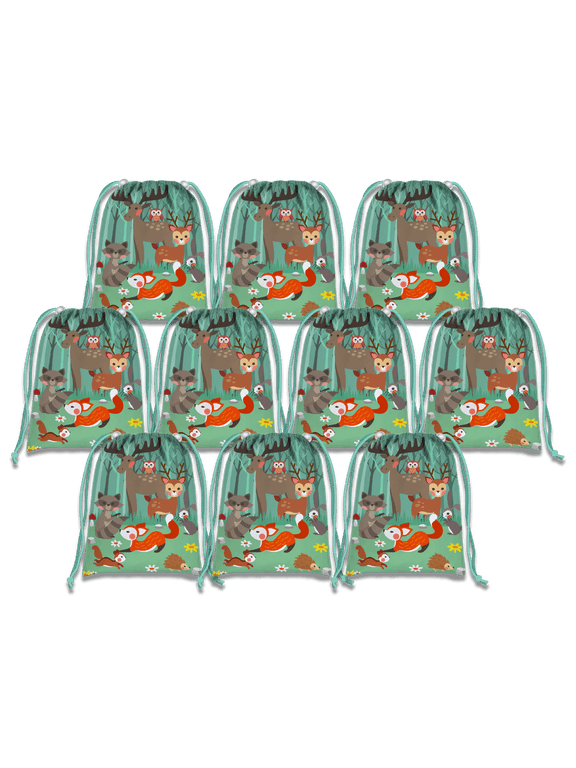 Woodland Animals Drawstring Tote Bag (10 Pack)