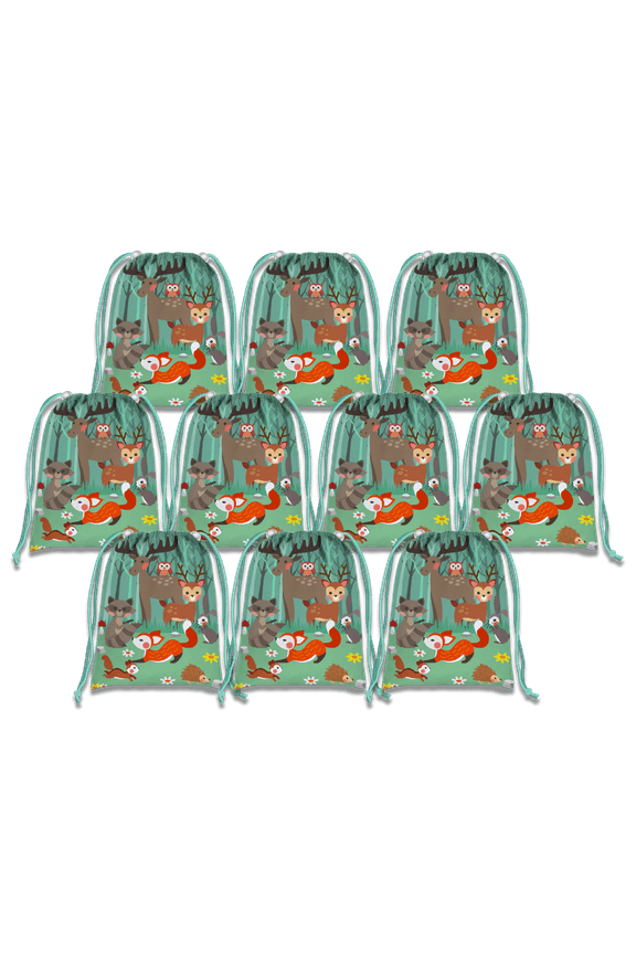 Woodland Animals Drawstring Tote Bag (10 Pack)