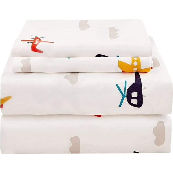 Woodland Animals Kids Printed Sheets Set Twin, 3 Piece Soft Fox Microfiber Bed Sheets Deep Pocket