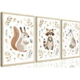 thumbnail image 1 of Woodland Animals Nursery Wall Art Watercolor Wild Animals Kids Room Wall Decor Cute Squirrel Raccoon Fox Prints Posters Kids Room Canvas Painting for Boys Room Girls Room Pictures Unframed, 1 of 6