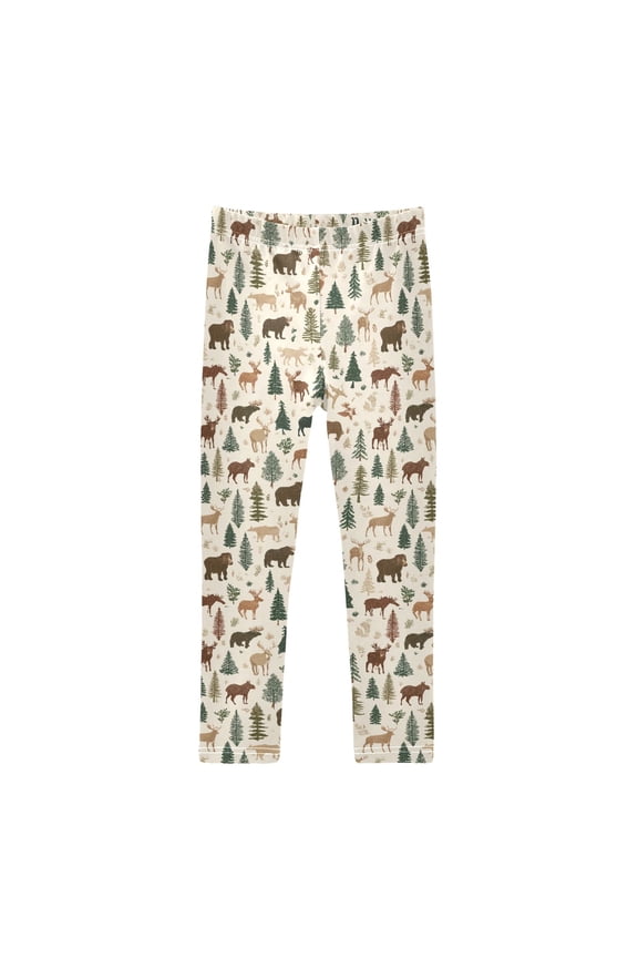 Woodland Animals Printed Leggings Yoga Pants for in 4t to 10t