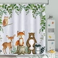 thumbnail image 1 of Woodland Animals Shower Curtain for Kids Forest Animal Green Leaves Decorative Bath Curtain 72 x 72 Inch Polyester Fabric Waterproof Bathroom Curtain with 12 Hooks, 1 of 6