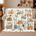 thumbnail image 1 of Woodland Animals Sleepy Forest Watercolor Pattern, Peaceful Bird Art Scene, Warm Flannel Blanket for Cabin and Lodge, Bird Lovers Housewarming Gift, Artistic Home Decor, 1 of 9