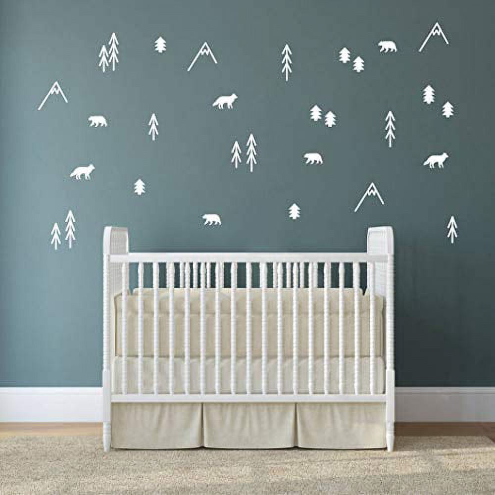 Woodland Animals, Trees and Mountains Wall Decals, Vinyl Stickers for