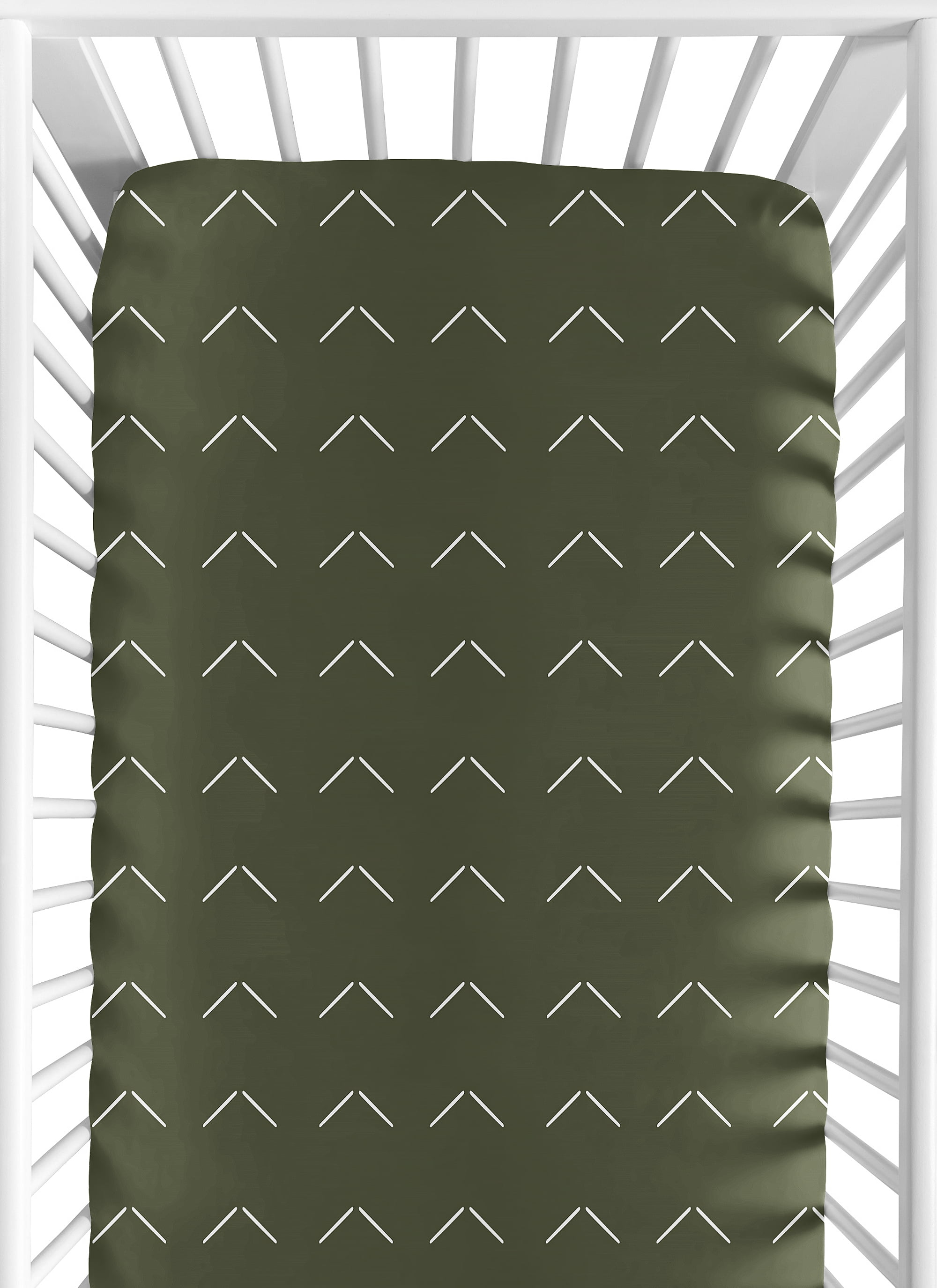 Woodland Arrow Green and White Fitted Crib Sheet by Sweet Jojo Designs