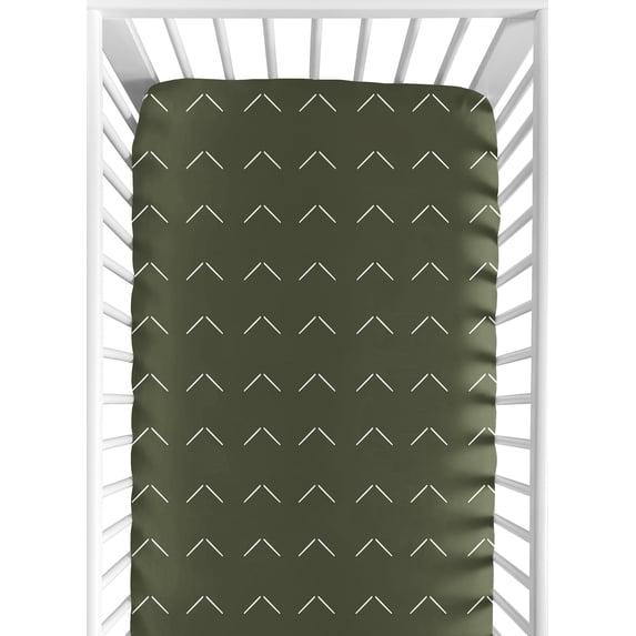 Woodland Arrow Green and White Fitted Crib Sheet by Sweet Jojo Designs