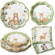 Botanical Garden Paper Plates Napkins, Kate Aspen 16pcs 7 inch & 16pcs 9 inch Heavy Duty Disposable Party Plates, 30pcs 6.5 inch Durable Paper Napkins for Birthday, Baby Shower, Wedding Party