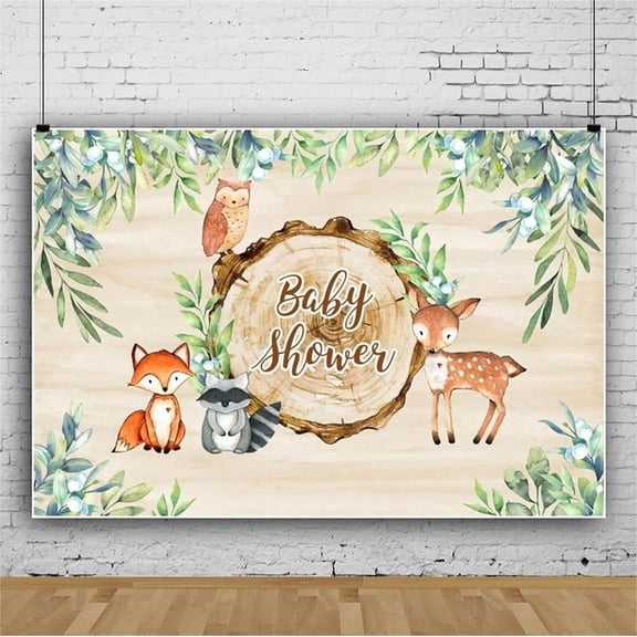 Woodland Baby Shower Backdrop Green Leaves Safari Animals Baby Shower Backdrop Oh Baby Photography Background for Baby Jungle Animals Newborn Baby Birthday Party Decorations Cake Table Banner