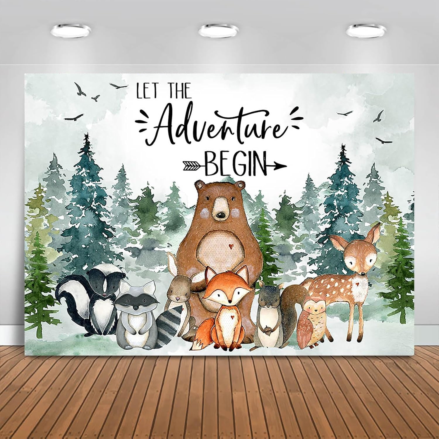 Adventure Awaits Fondale Fotografico Per Baby Shower, 177,8 X 101,6 Cm, Con Scritta 'Let The Adventure Begin'