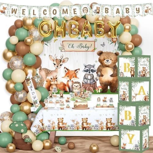 Woodland Baby Shower Decorations, Forest Animal Baby Shower Party Supplies, Neutral Theme Gender Reveal Party Ideas$$Home Decor, Kitchen, & Other