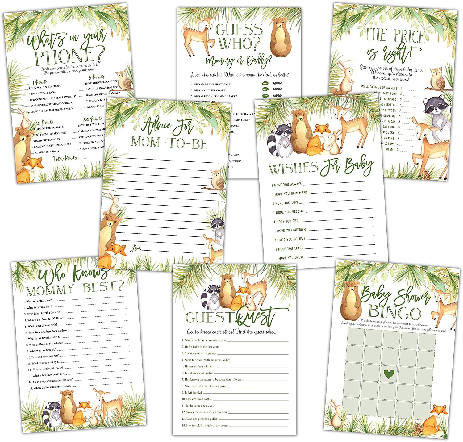 Woodland Themed Baby Shower Games Woodland Baby Woodland Scratch Off