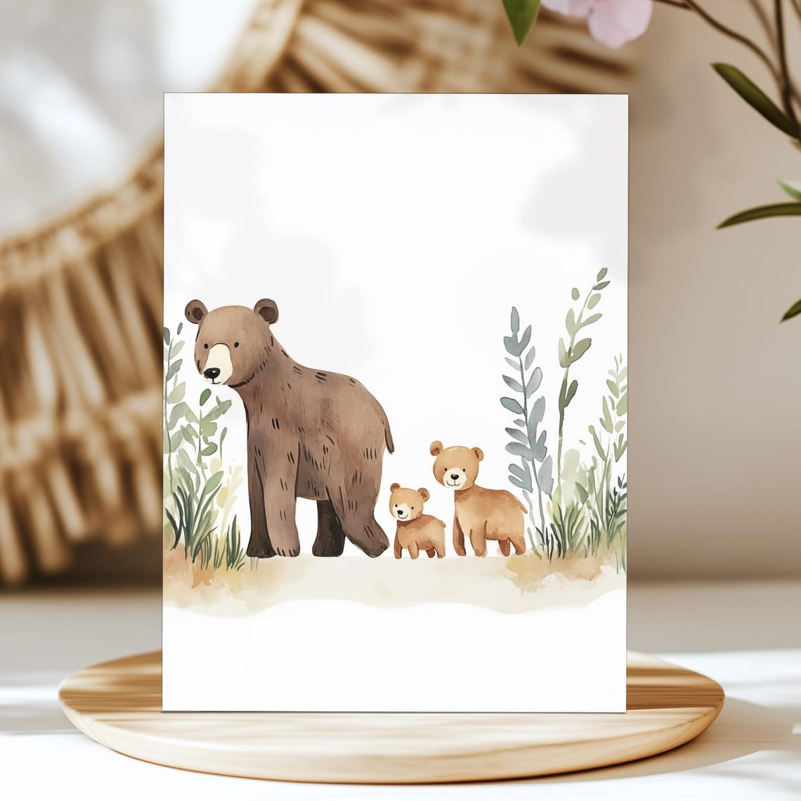 Woodland Bear Family Print, Animal Nursery Wall Art, Cute Animals Room ...