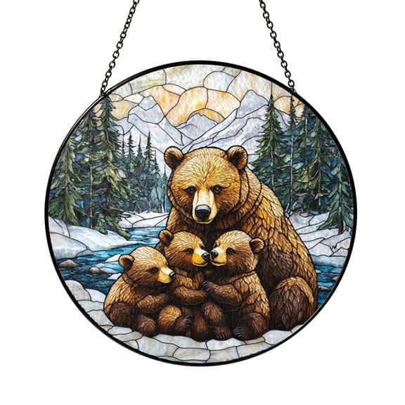 Woodland Bear Window Hanging – Stained Glass Style Decor1701