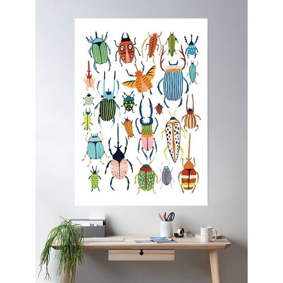 Woodland Beetles Poster Wall Art, Modern Wall Decor For Living Room Bedroom, 8x12 UNFRAMED