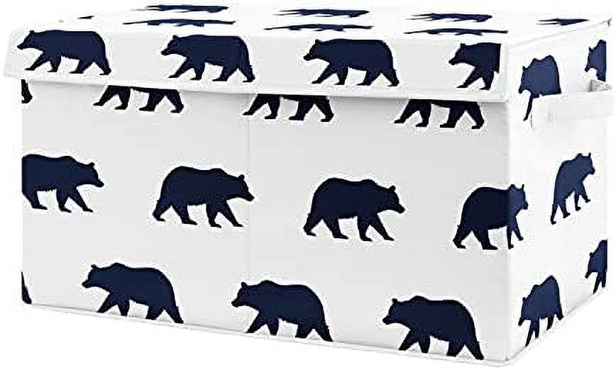 Woodland Big Boy Small Fabric Toy Bin Storage Box Chest For Baby Nursery Or Navy Blue And
