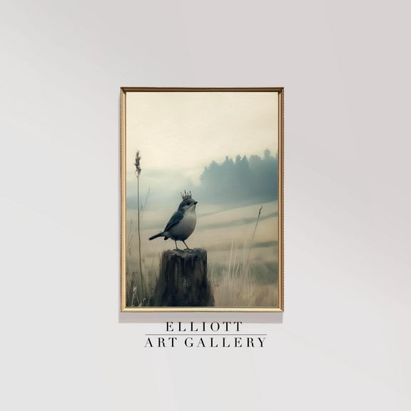 Woodland Bird With A Crown Whimsical Nursery Wall Art Poster Vintage Nature Print Poster Natural Home Decor Poster Warm Present Vintage UNFRAMED Poster Size 8x12