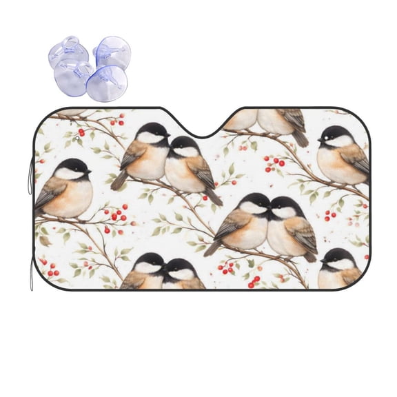 Woodland Birds Car Windshield Sun Shade Universal Fit Auto Sun Visor Protector
