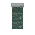 thumbnail image 1 of Woodland Boho Fitted Sheet & Pillow Sham Set, Wild Nature Themed Berries Pattern with Leaves Dreamy Forest Artwork, Decorative Printed 2 Piece Bedding Decor, Twinxl, Dark Coral and Teal, by Ambesonne, 1 of 2
