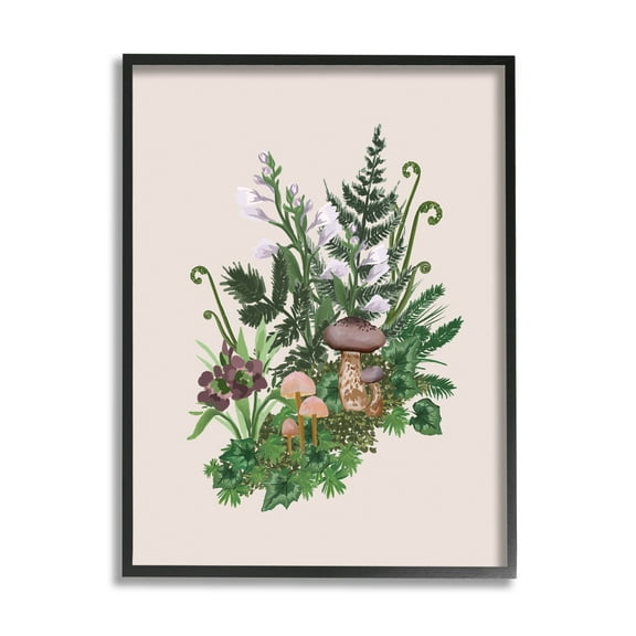 Woodland Botanical Sprouting Ferns Botanical & Floral Graphic Art Black Framed Art Print Wall Art