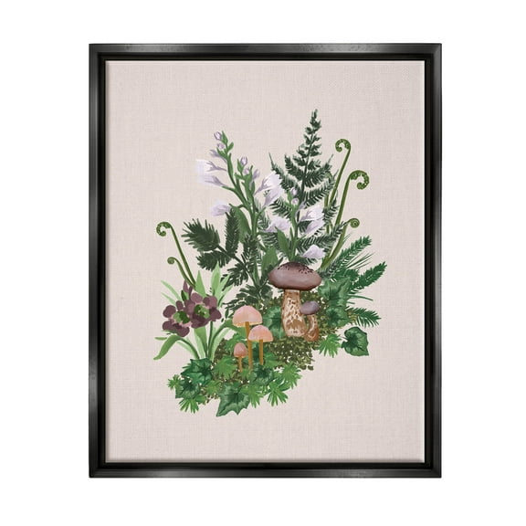 Woodland Botanical Sprouting Ferns Botanical & Floral Graphic Art Jet Black Framed Art Print Wall Art