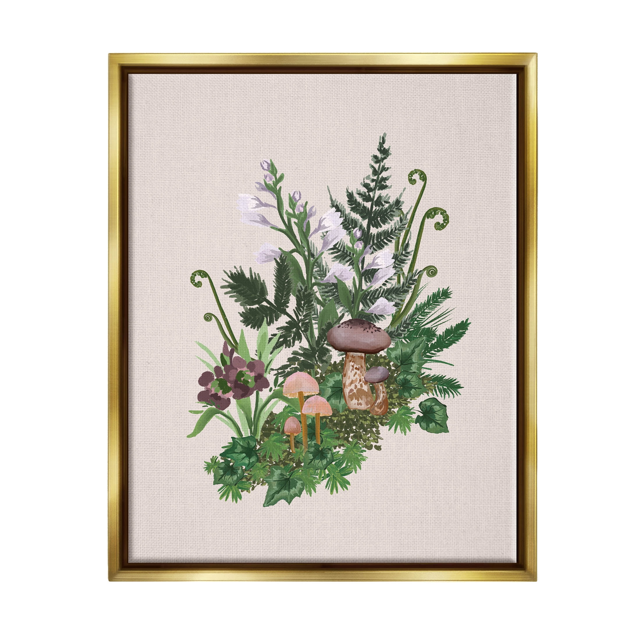 Woodland Botanical Sprouting Ferns Botanical & Floral Graphic Art Metallic Gold Framed Art Print Wall Art