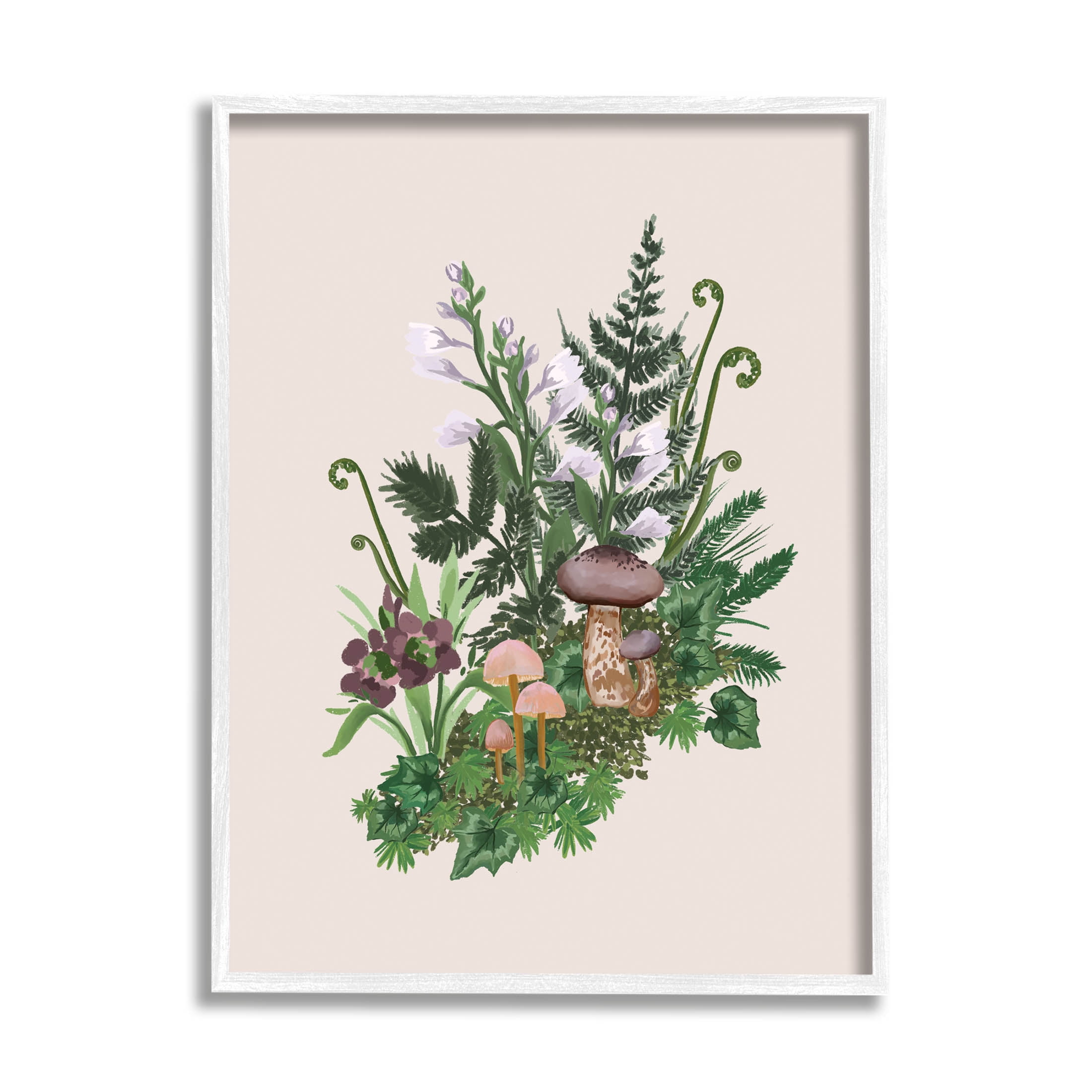 Woodland Botanical Sprouting Ferns Botanical & Floral Graphic Art White Framed Art Print Wall Art