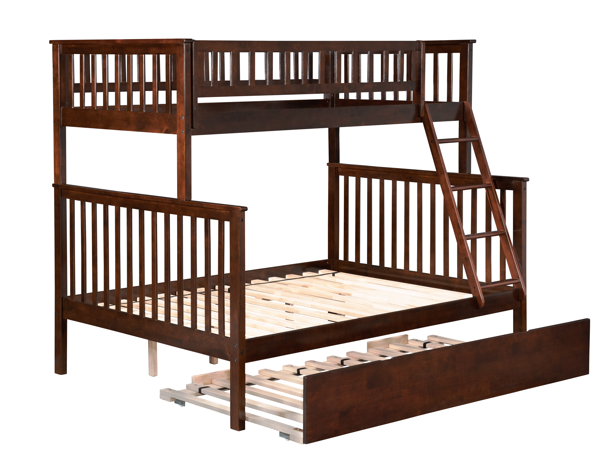 Woodland Bunk Bed Twin over Full with Full Size Urban Trundle Bed in Walnut - image 1 of 7