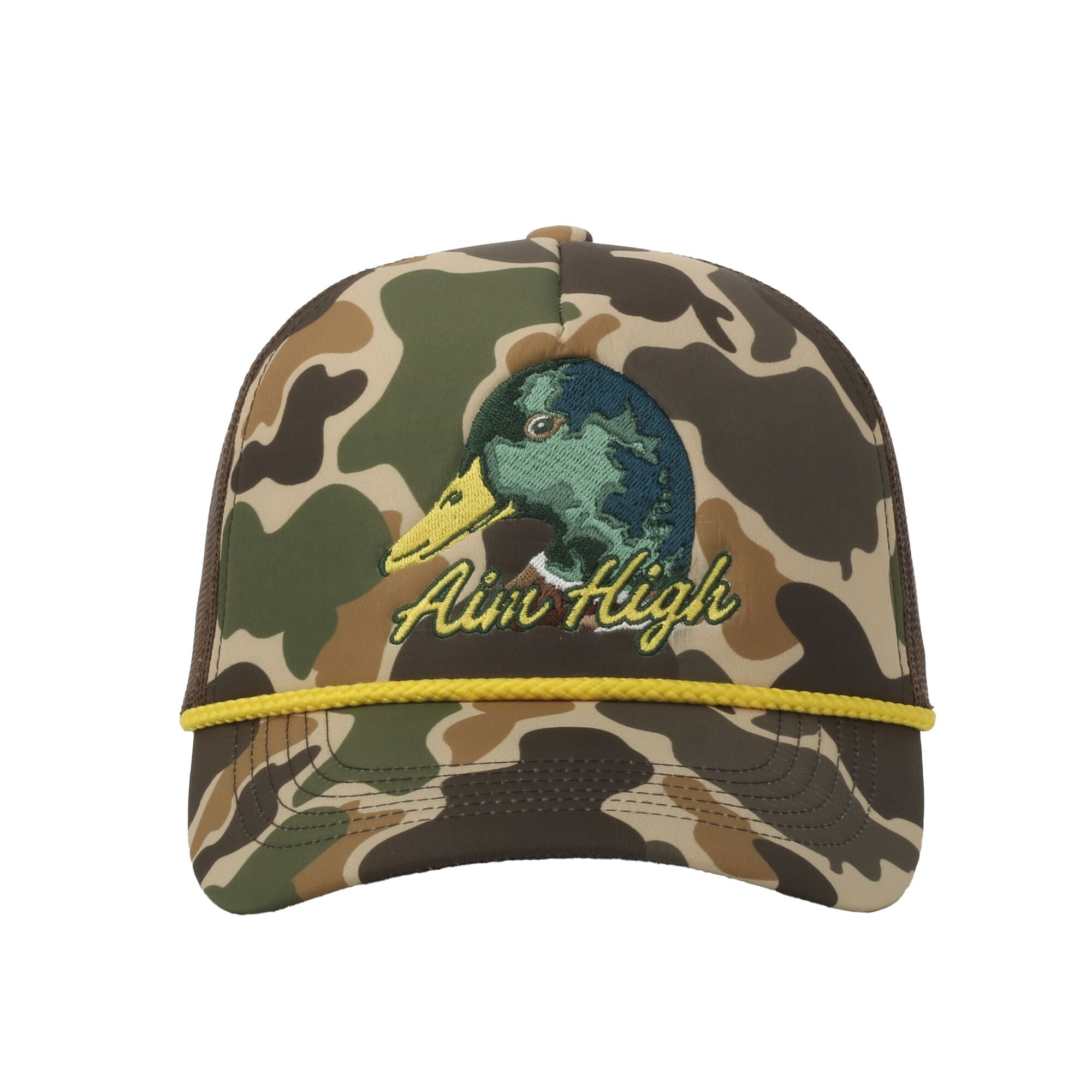 Outdoor Cap Woodland Camo 5-Panel Cap – Foam Front, Pre-Curved Visor, Snapback, One Size