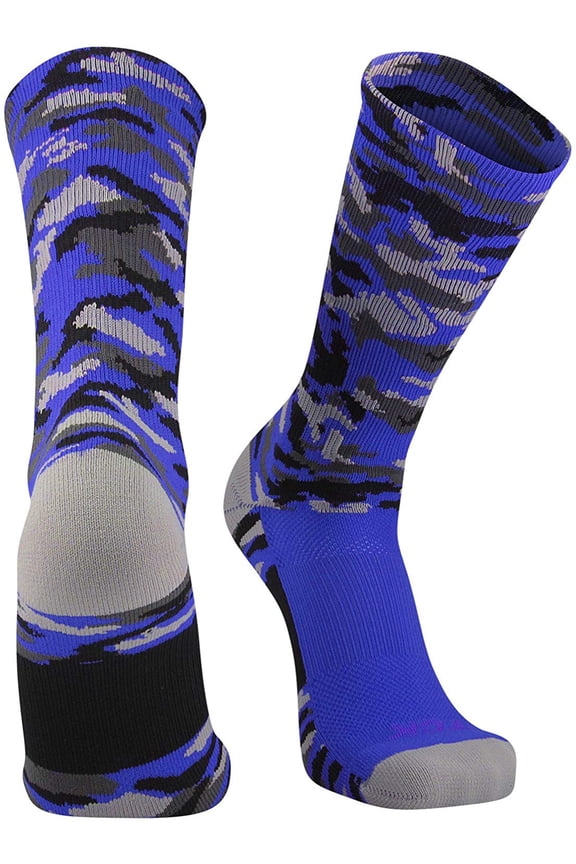 Woodland Camo Crew Socks (Royal Camo, Small)