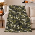 thumbnail image 1 of Woodland Camouflage Autumn Harvest, Peaceful Mountain Lake Scene, Warm Flannel Blanket for Cabin and Lodge with Detailed Artwork, Outdoor Lovers Christmas Gift, Festive Home Decor, 1 of 9