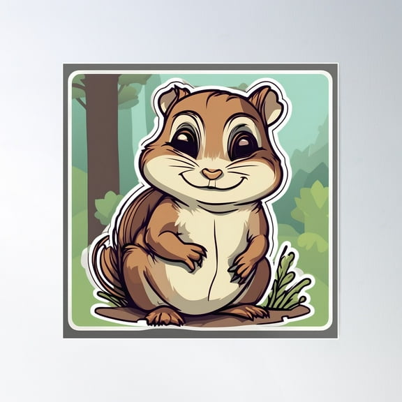 Woodland Chipmunk Poster Wall Art, Modern Wall Decor For Living Room Bedroom, 24x24 UNFRAMED