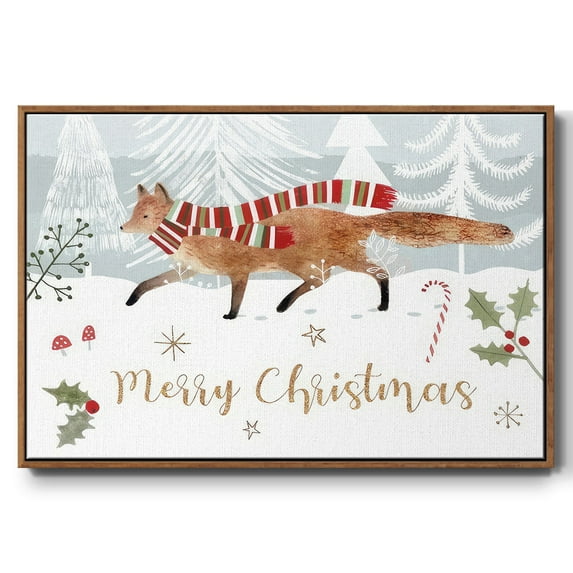 Woodland Christmas Collection A - Framed Gallery Wrapped Holiday Canvas - 27 x 41 - Rosewood Frame