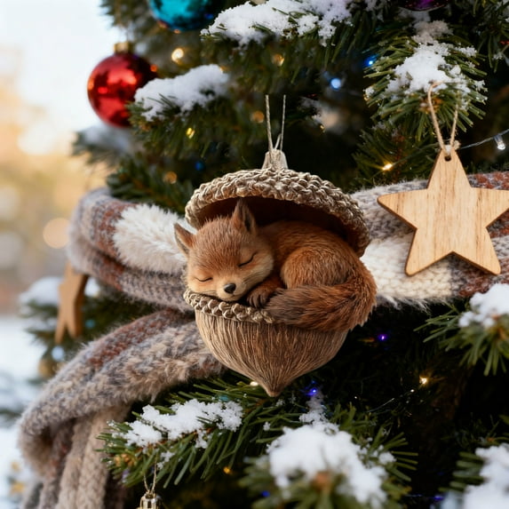 Woodland Christmas Ornaments Animal Christmas Ornament,Forest Animal Decoration, Hanging Woodland Pendant for Xmas Tree Decorations, Hanging Ornament Home Party Decor(D)