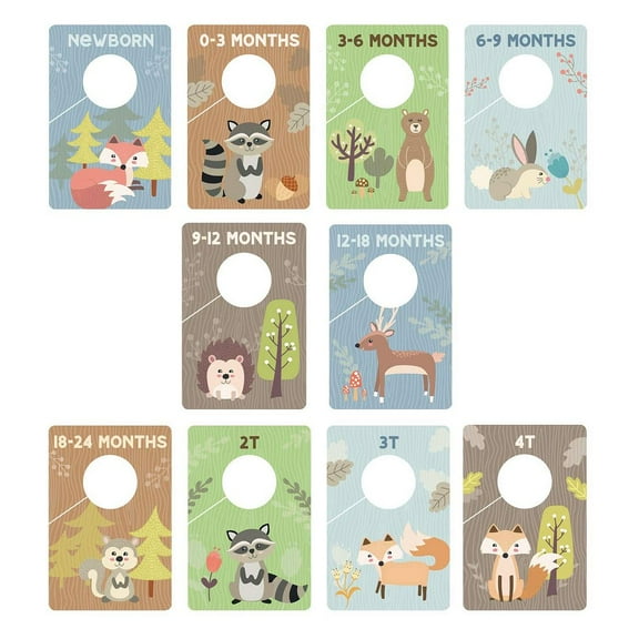 Woodland Closet Clothing Size Dividers / Closet Organizer For Newborn Baby To 4T Clothes / Forest Animal Baby Closet Size Dividers