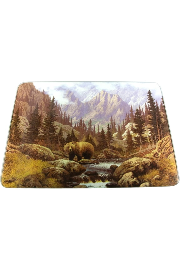 Grizzly Bear Tempered Glass Cutting Board, 12 x 16 inch