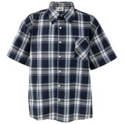Woodland Creek Mens Plaid Short Sleeve Button-up Shirt in Blue - Medium