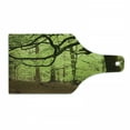 thumbnail image 1 of Woodland Cutting Board, English Woodland Scene with Sun Rays Though the Trees Mother Nature Theme, Decorative Tempered Glass Cutting and Serving Board, Wine Bottle Shape, Green Brown, by Ambesonne, 1 of 1