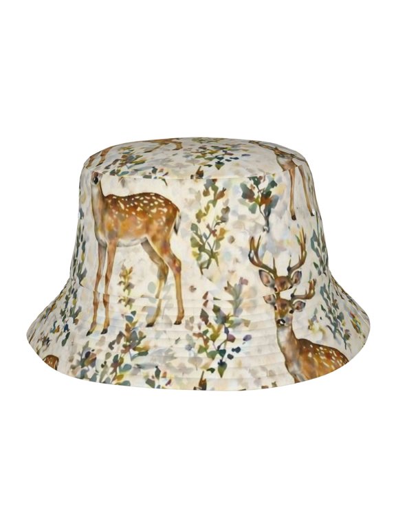 Woodland Deer Fisherman's Hat Casual and Breathable Sun Hat for Men and Women