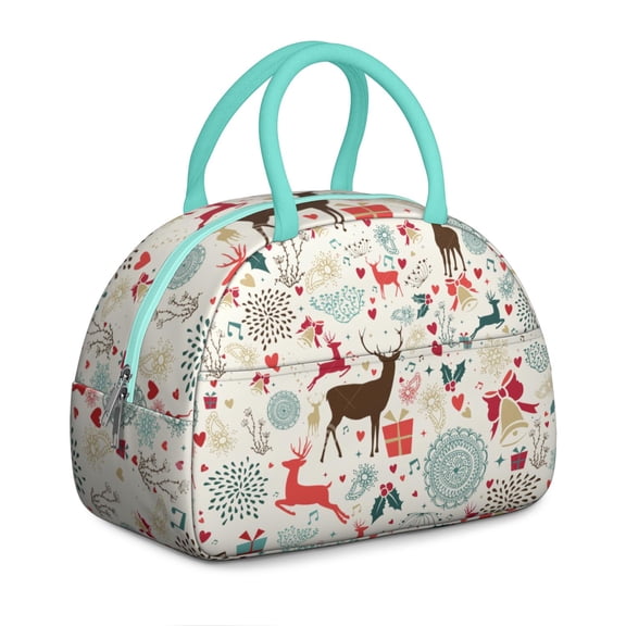 Woodland Deer Lunch Tote – Artistic Buck Head & Orange Forest Print, Insulated Reusable Lunch Bag for Nature Lovers, Students & Outdoor Activities