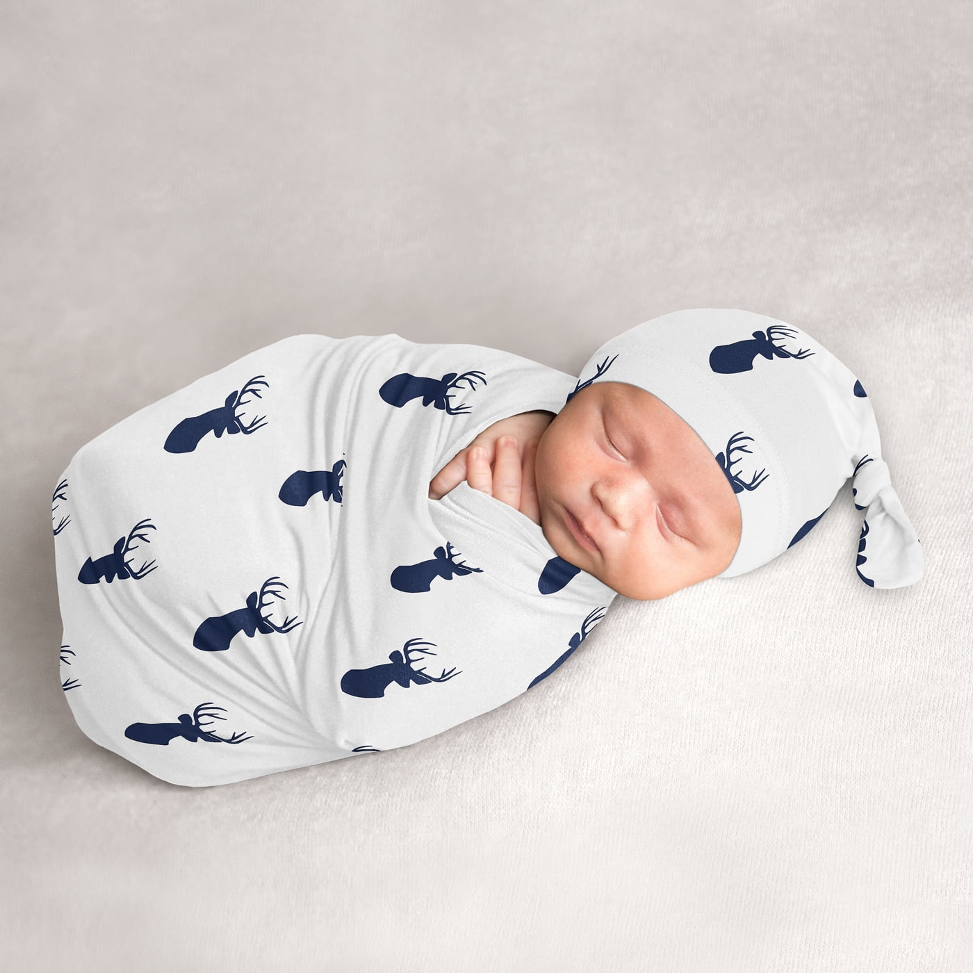 Newborn Swaddle Blanket With Beanie Set - Soft Stretchy 0-3 Months Baby Wrap, 2 Pack With Matching Hat - View #2