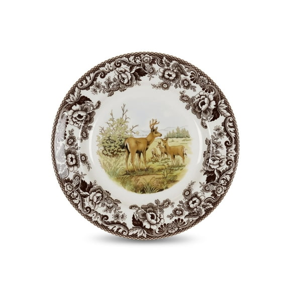 Spode Woodland Dinner Plate, Mule Deer, 10.5” | Perfect for Thanksgiving and Other Special Occasions | Made in England from Fine Earthenware | Microwave and Dishwasher Safe
