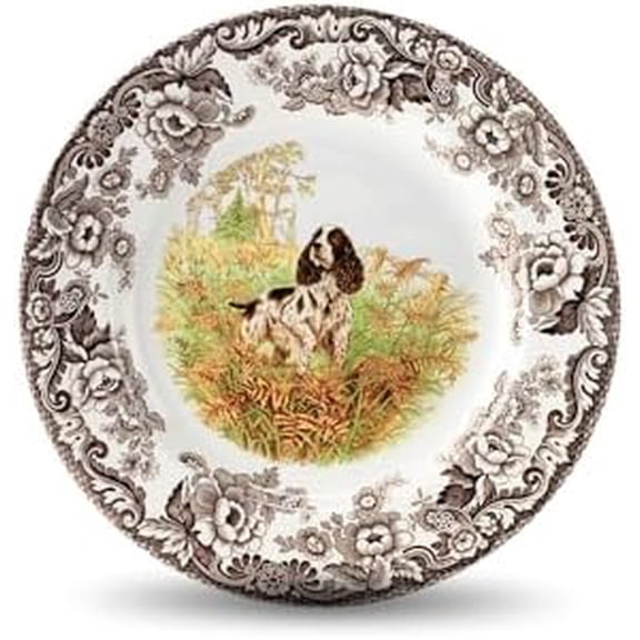 Woodland Dinner Plate, English Springer Spaniel, 10.5” | Hunting Dogs Collection | Made in England | Ideal Hunting Cabin Décor | Microwave and Dishwasher Safe