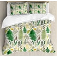 thumbnail image 1 of Woodland Duvet Cover Set, Old Engraved Vintage Art Colored Ferns and Herbs Sketch Art Print, Decorative 3 Piece Bedding Set with 2 Pillow Shams, Queen Size, Off White Multicolor, by Ambesonne, 1 of 3