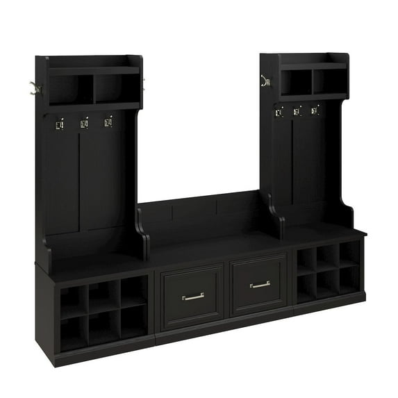 Woodland Entryway Storage Set with Doors in Black Suede Oak - Engineered Wood