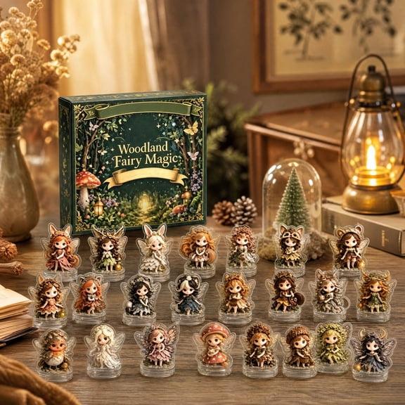 Woodland Fairy Magic Advent Calendar 2026, 24 Collectible Characters Surprises, Woodland Decorations, Cute Forest Fairy Acrylic Ornaments for Woodland Tabletop Decor
