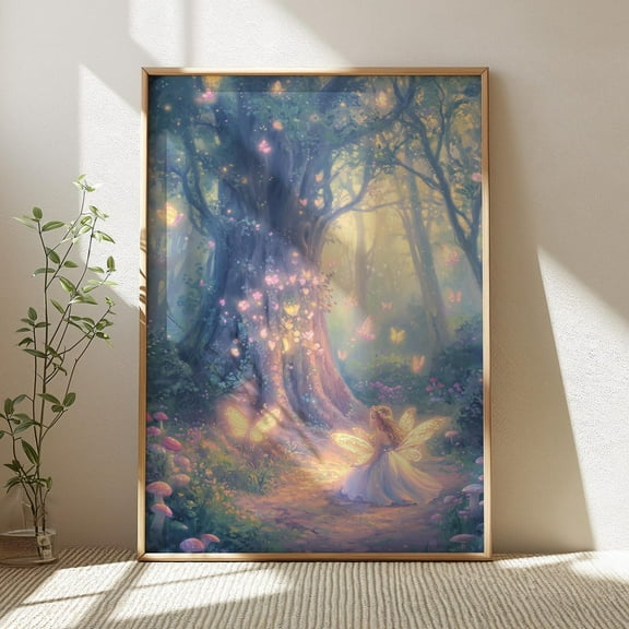 Woodland Fairy Nursery Wall Art, Whimsical Playroom Decor, Enchanted Theme Bedroom Art, Playroom Decor For, UNFRAMED Poster, Wall Art for Decor, Present, 12x18