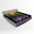thumbnail image 1 of Ambesonne Woodland Fitted Sheet, Bluebell Blossoms, Full Size, Violet Green Yellow, 1 of 2